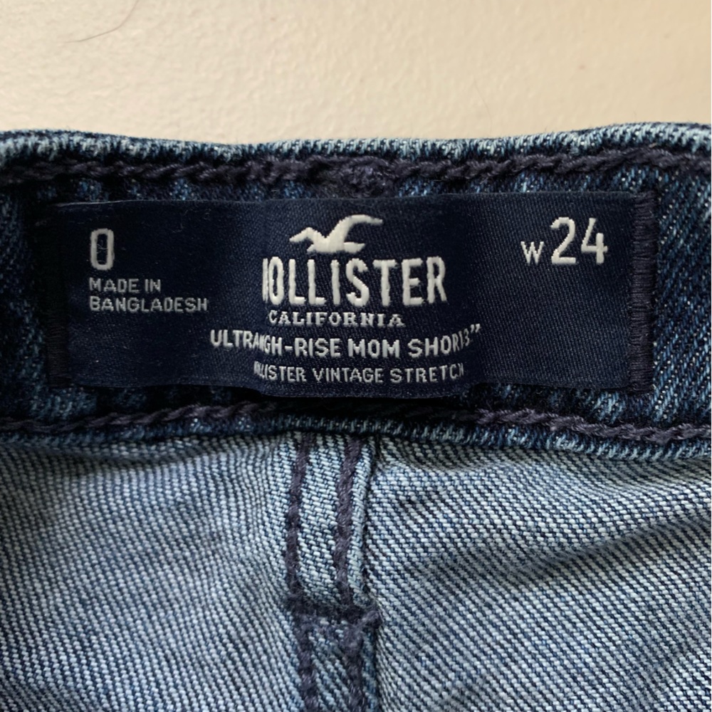 Hollister Floral Embroidered Cutoff Denim High Waisted Shorts - Picture 3 of 7